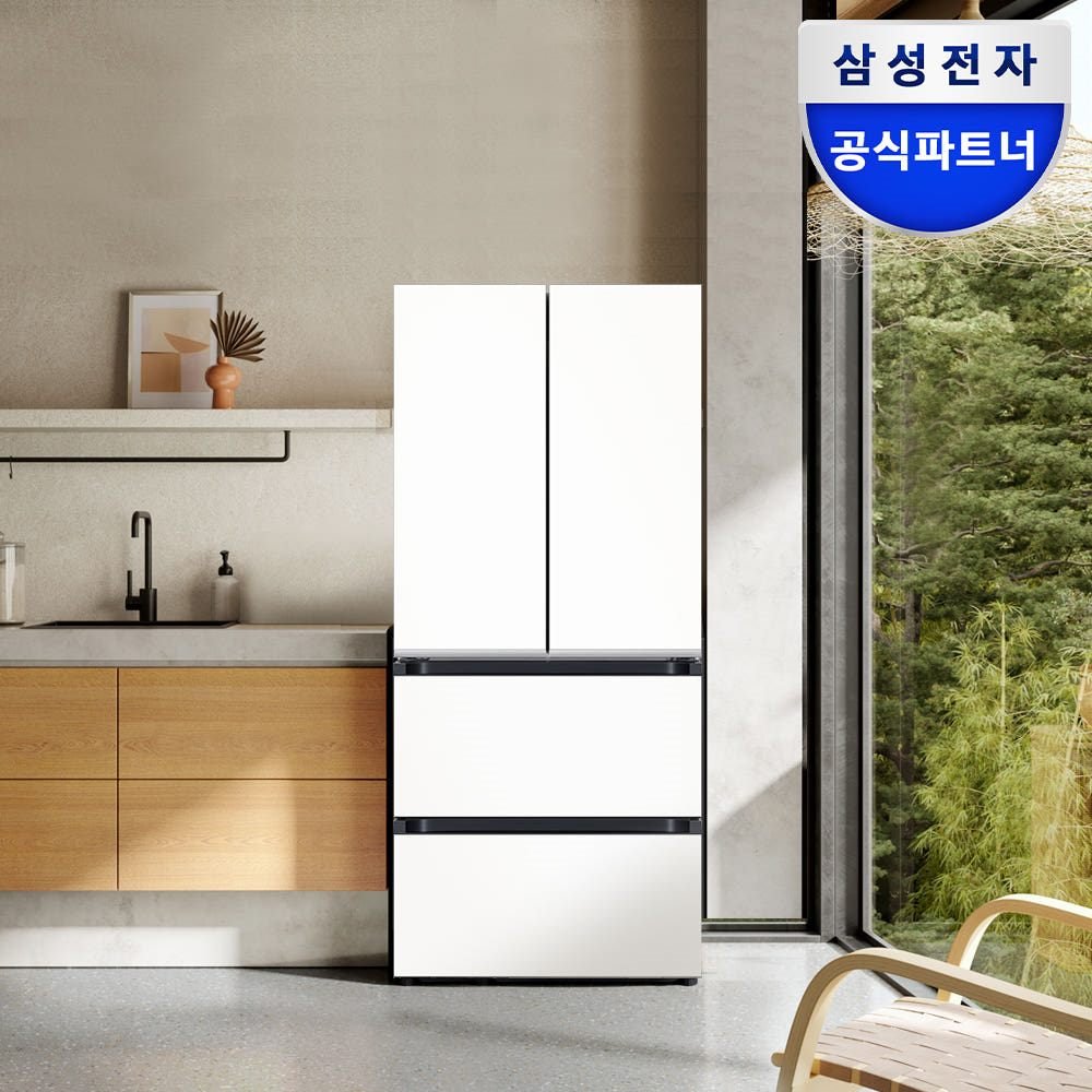 삼성 비스포크 AI 김치냉장고 프리스탠딩 스탠드형 4도어 490L 에센셜화이트