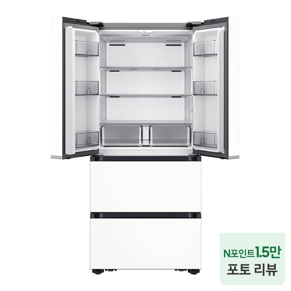 삼성 비스포크 AI 김치냉장고 프리스탠딩 스탠드형 4도어 490L 에센셜화이트