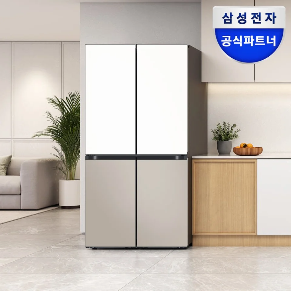 삼성 비스포크 AI 하이브리드 냉장고 901L 1등급 에센셜 화이트+에센셜 베이지(RM70F91R1ZG)