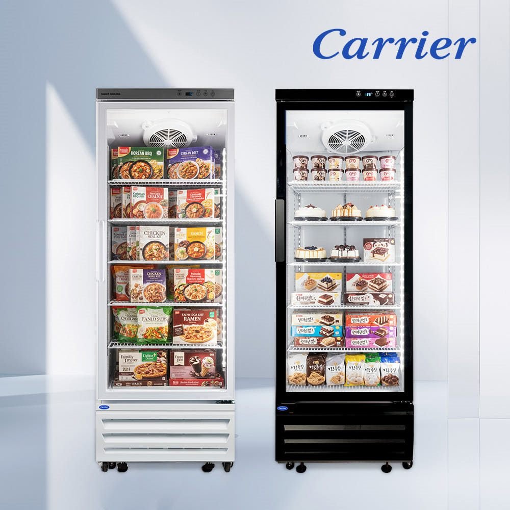 캐리어 냉동 쇼케이스 밀키트 아이스크림 수직 냉동고 업소용 간냉식 사료 CSR-485G7H